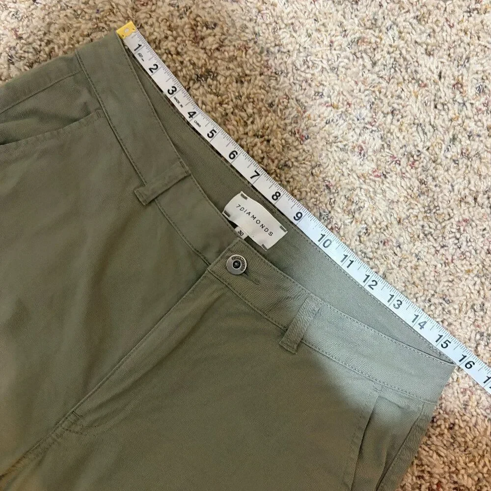 7Diamonds Size 30 10 Nellie Cargo Pants Olive Green Flare Utility